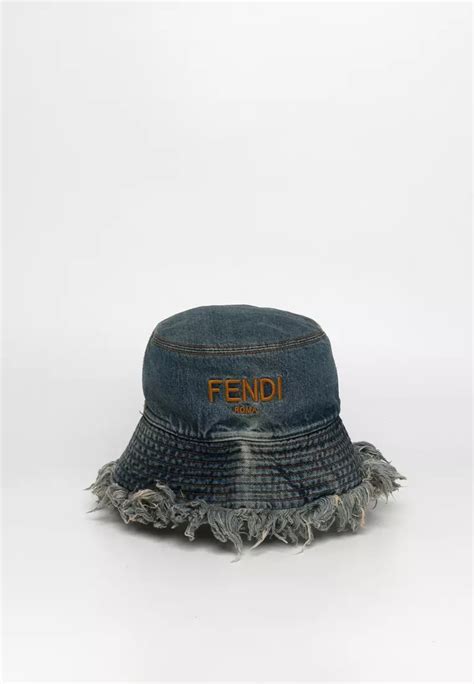 fendi leather gloves|Fendi denim bucket hat.